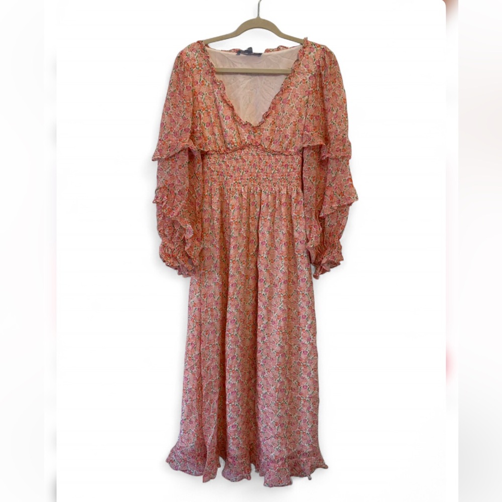 NWOT Hill House Pink Floral Ruffle Maxi Nap Long Sleeve Dress